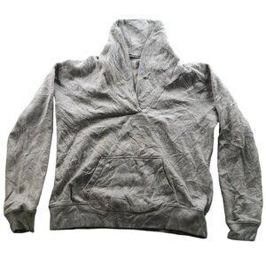 St. John Bay Women's Sweatshirt Pullover High Cloar V-Neck Fleece Gray